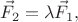 $$\vec{F}_2=\lambda\vec{F}_1,$$