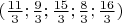 $(  \frac{11}{3} ;  \frac{9}{3} ;  \frac{15}{3} ;  \frac{8}{3}  ;  \frac{16}{3}   )$