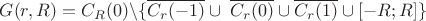 $G(r,R)=C_R(0)\backslash\{\overline{C_r(-1)}\cup \ \overline{C_r(0)} \cup \overline{C_r(1)} \cup [-R;R] \}$