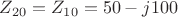 $Z_{20}=Z_{10}=50-j100$