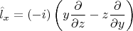 $$\hat{l}_x=(-i)\left(y\frac{\partial}{\partial z}-z\frac{\partial}{\partial y}\right)$$