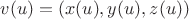 $v(u)=(x(u),y(u),z(u))$