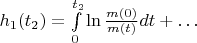 $h_1(t_2)=\int\limits_{0}^{t_2}\ln\frac{m(0)}{m(t)}dt+\dots$