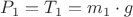 $P_1 = T_1 = m_1 \cdot g$