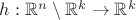 $h:{\mathbb R}^n\setminus{\mathbb R}^k\to{\mathbb R}^k$