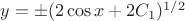 $y=\pm (2\cos x+2 C_1)^{1/2}$ $y=\pm (2\cos x+2 C_1)^{1/2}$