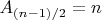 $A_{(n-1)/2} = n$