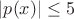 $|p(x)| \le 5$