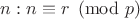 $n:n\equiv r \pmod p$