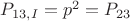 $P_{13,I}=p^2=P_{23}$