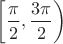 $\left[\dfrac{\pi}{2}, \dfrac{3 \pi}{2}\right)$