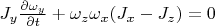 $J_y\frac{\partial\omega_y}{\partial t} + \omega_z\omega_x(J_x - J_z) = 0$
