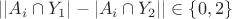 $| |A_i \cap Y_1| - |A_i \cap Y_2| | \in \{ 0,2 \}$