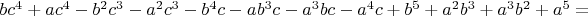 $bc^4+ac^4-b^2c^3-a^2c^3-b^4c-ab^3c-a^3bc-a^4c+b^5+a^2b^3+a^3b^2+a^5=$