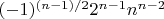 $(-1)^{(n-1)/2} 2^{n-1} n^{n-2}$