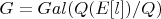 $G=Gal(Q(E [l])/Q)$