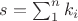 $s=\sum_1^n k_i$