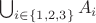 $\bigcup_{i\in\{1,2,3\}} A_i$