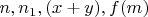$n,n_1,(x+y),f(m)$