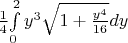 $\frac{1}{4}$\int\limits_{0}^{2}y^3\sqrt{1+\frac{y^4}{16}}dy$