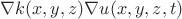 $\nabla k(x,y,z) \nabla u(x,y,z,t)$