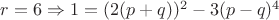 $r=6 \Rightarrow 1=(2(p+q))^2-3(p-q)^4$