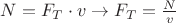 $N=F_T\cdot v\to F_T=\frac Nv$