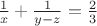 $\frac{1}{x}+\frac{1}{y-z}=\frac{2}{3}$