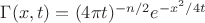 $\Gamma(x,t)=(4\pi t)^{-n/2}e^{-x^2/4t}$