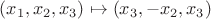 $(x_1,x_2,x_3)\mapsto (x_3,-x_2,x_3)$