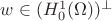$w\in (H_0^1(\Omega))^\perp$