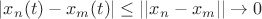$|x_n(t)-x_m(t)| \leq ||x_n-x_m|| \rightarrow 0$