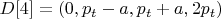 $D[4]=(0 ,p_t-a ,p_t+a ,2p_t)$