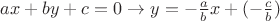 $ax+by+c=0 \to y=-\frac{a}{b}x+(-\frac{c}{b})$