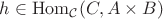 $h\in\mathrm{Hom}_{\mathcal C}(C,A\times B)$