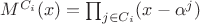 $M^{C_i}(x)=\prod_{j\in C_i}(x-\alpha^j)$