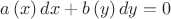$\[
a\left( x \right)dx + b\left( y \right)dy = 0
\]$