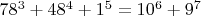 $78^3+48^4+1^5=10^6+9^7$