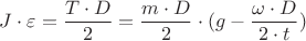 ${J}\cdot{\varepsilon}=\dfrac{{T}\cdot{D}}{2}={\dfrac{{m}\cdot{D}}{2}}\cdot{({g}-\dfrac{{\omega}\cdot{D}}{{2}\cdot{t}})}$