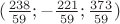 $(\frac{238}{59};-\frac{221}{59};\frac{373}{59})$