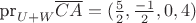 $\text{pr}_{U+W}\overline{CA}=(\frac{5}{2},\frac{-1}{2},0,4)$