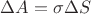 $\Delta A = \sigma \Delta S$