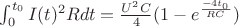 $\int_0^{t_0} I(t)^2 R dt = \frac{U^2 C}{4} (1-e^\frac{-4 t_0}{R C})$
