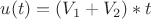 $u(t)=(V_1+V_2)*t$