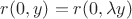 $r(0, y)=r(0,\lambda y)$