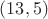 $(13,5)$
