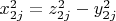 $\[x_{2j}^2  = z_{2j}^2  - y_{2j}^2 \]$