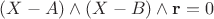 $(X - A)\wedge(X - B)\wedge\mathbf r = 0$
