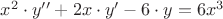 $x^2\cdot y''+2x\cdot y'-6\cdot y=6x^3$