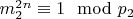 $m_2 ^ {2n}\equiv 1\mod p_2 $